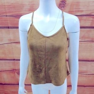 Angie Sueded Fabric Racerback Tank Top